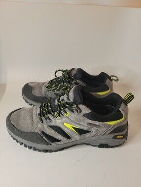 Thunder Extreme Gray And Black Suede Trail Sneakers with Neon Yellow Accents